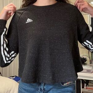 Adidas Gray and White Sweatshirt Athletic Fit